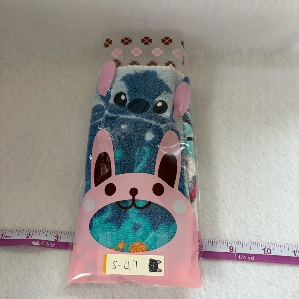 Set of 2 STITCH Small Hand Towels White Blue Disney Japan Floral Print